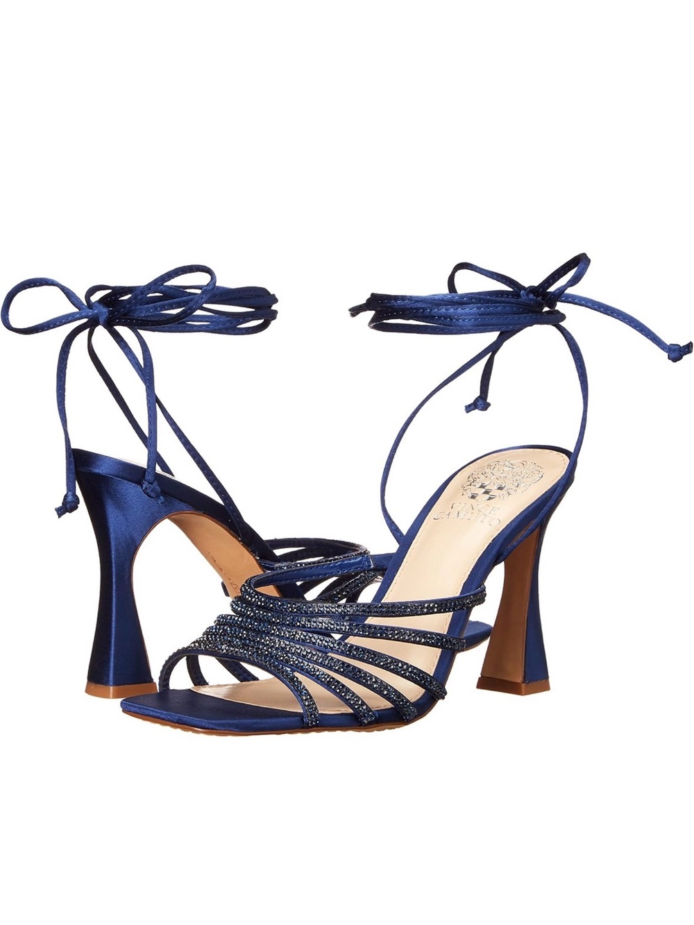 Vince Camuto Navy Blue Strappy Tie-Ankle Heels 7.5